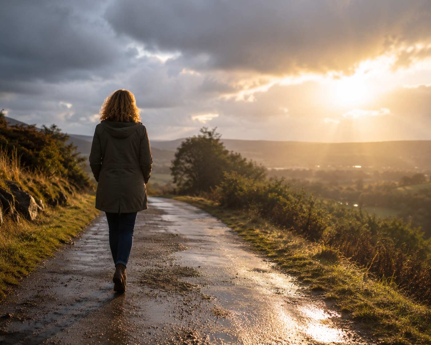 women walking back to camera